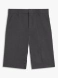 John Lewis Kids' Adjustable Waist Regular Length School Shorts, Grey Mid
