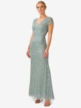 Adrianna Papell Beaded Mermaid Maxi Dress, Frosted Sage