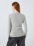 John Lewis Cashmere Crew Neck Cardigan, Grey