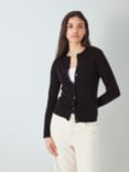 John Lewis Cashmere Crew Neck Cardigan, Black