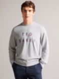 Ted Baker Embroidered Long Sleeve Jumper, Grey Marl