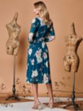 Jolie Moi Maaike Floral Print Long Sleeve Midi Dress, Teal