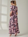 Jolie Moi Saniya Floral Print Maxi Dress, Navy/Orange