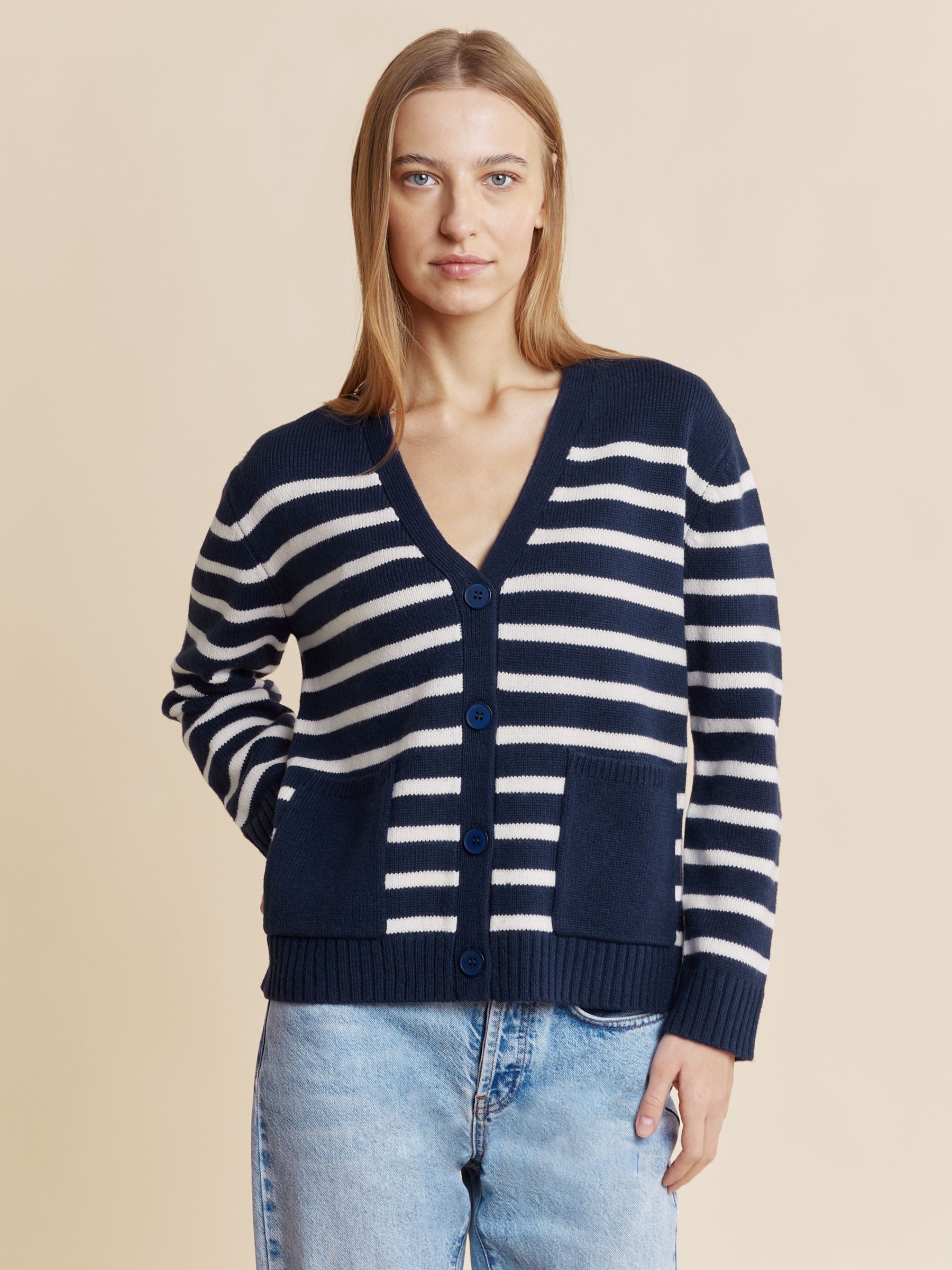 一部予約！】 <br>オリジナルJOHN<br>STRIPE CARDIGAN<br>NAVY ad