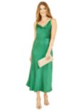 Yumi Satin Cowl Neck Slip Dress, Green, Green
