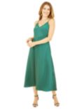 Yumi Satin Strappy Midi Dress, Green
