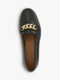 Dune Goldsmith Wide Fit Leather Chain Detail Loafers, Black