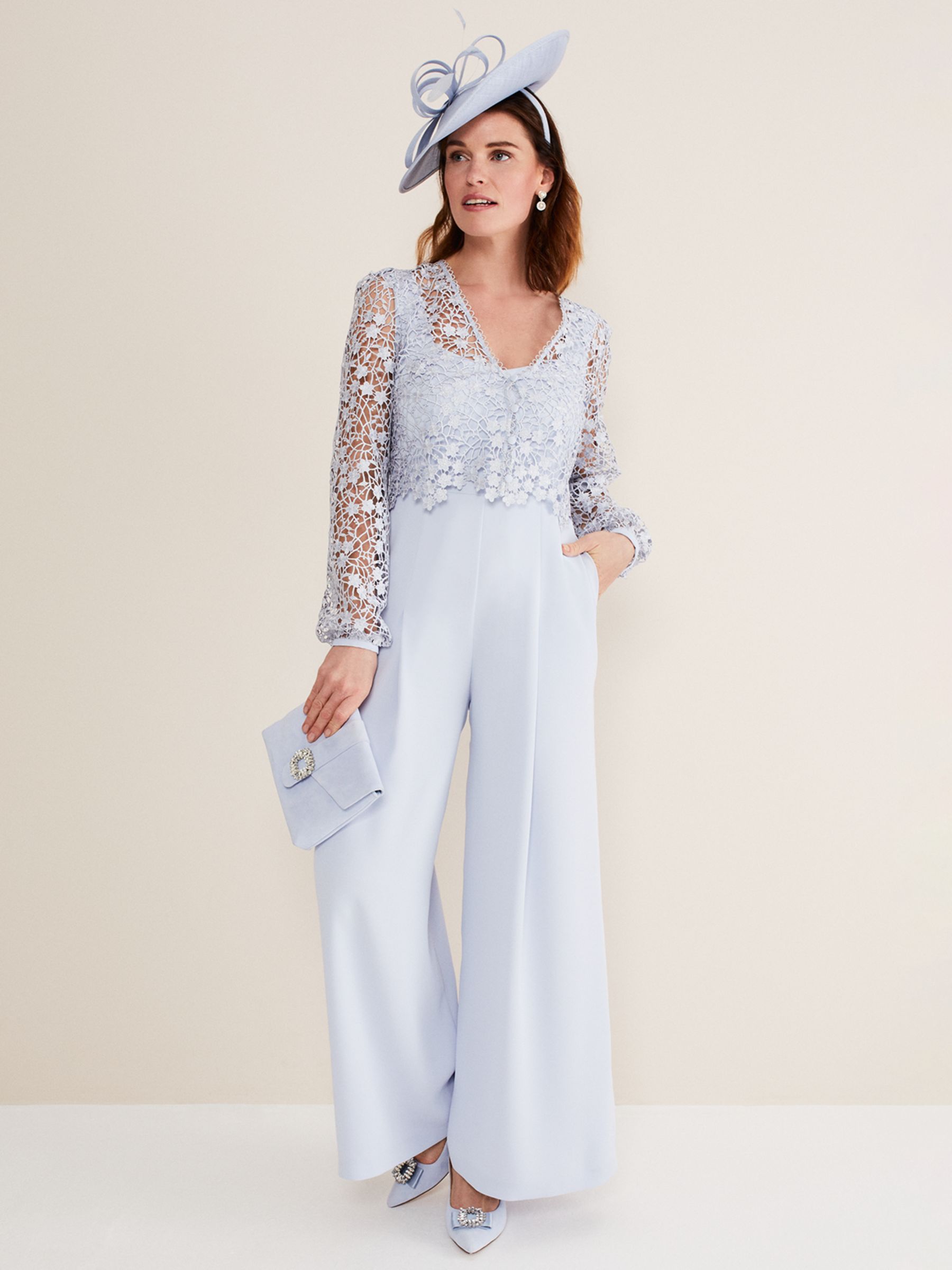 Phase Eight Mariposa Lace Jumpsuit Cornflower