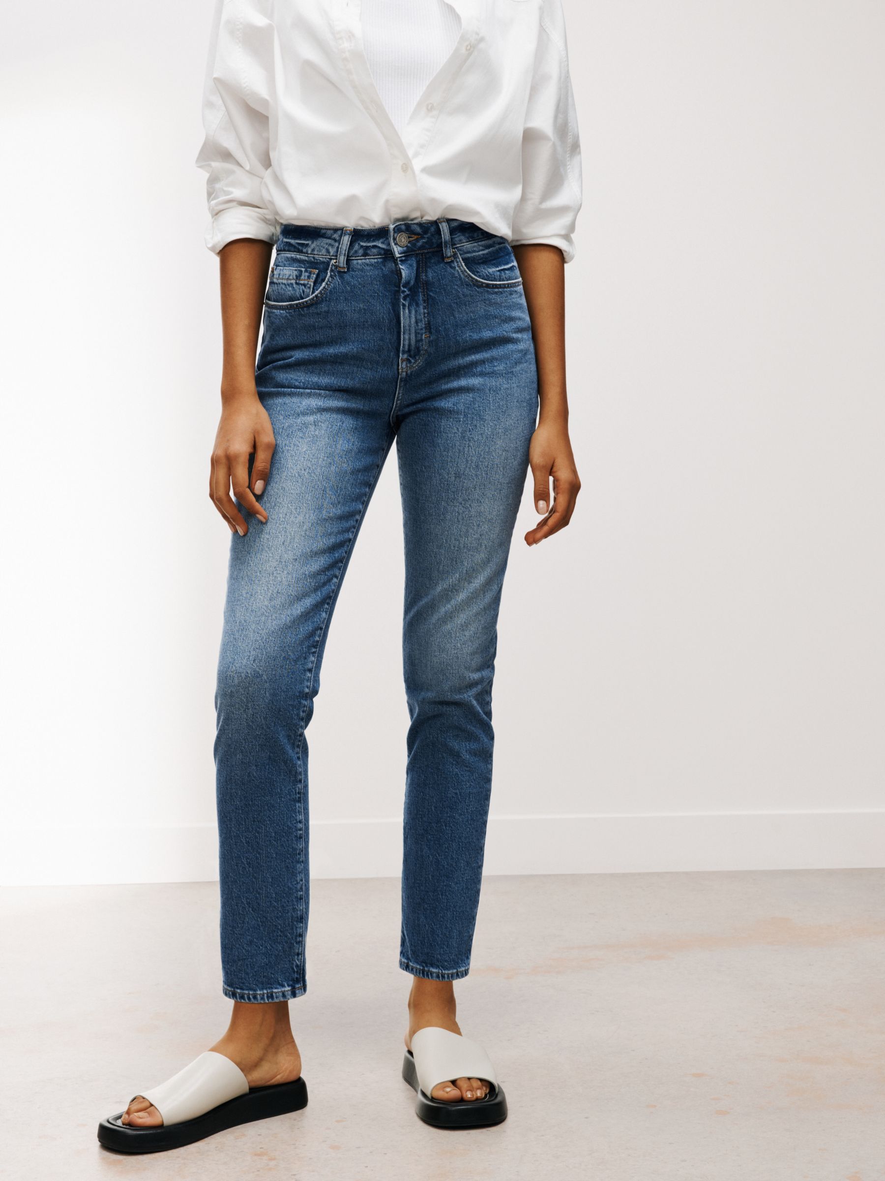 Premium Pull-On Denim Straight-Leg Jeans at Cotton Traders