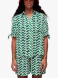 Whistles Chevron Tie Sleeve Beach Shirt, Green/Multi