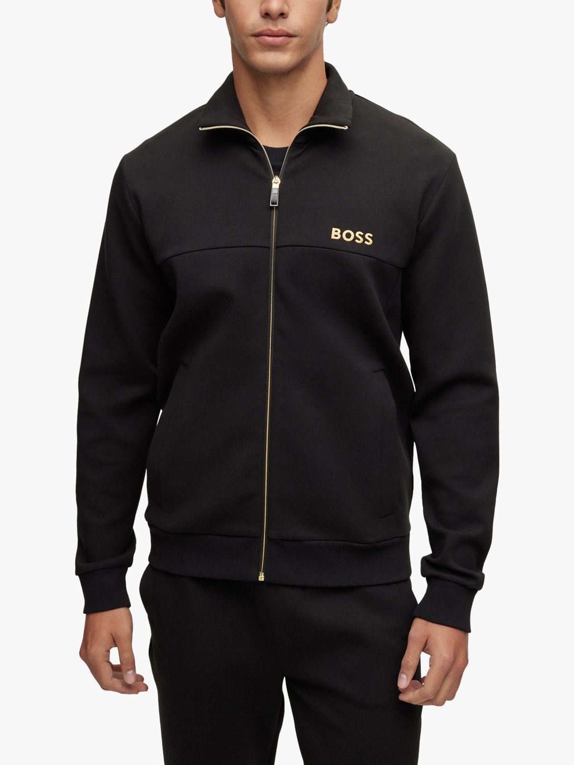 BOSS Skaz Zip Sweatshirt, Black at John Lewis &