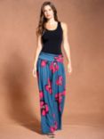 HotSquash Roll Top Maxi Skirt, Floral Teal/Coral