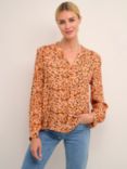 KAFFE Somia Long Sleeve Blouse, Orange/Multi