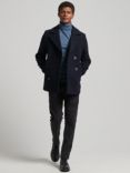 Superdry Merchant Wool Pea Coat, Eclipse Navy