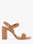 Dune Jill Leather Heeled Sandals, Tan-leather