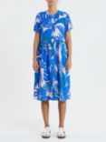 Lollys Laundry Aliya Palm Print Midi Shirt Dress, Blue