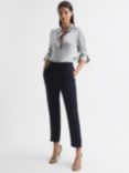 Reiss Petite Hailey Cropped Trousers, Navy