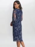 Gina Bacconi Savoy Floral Embroidered Lace Mock Knee Length Dress