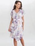 Gina Bacconi Chloe Floral Print Tiered Dress, Ivory/Multi