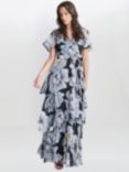 Gina Bacconi Caylee Printed Maxi Dress, Ivory/Black