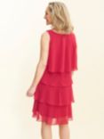 Gina Bacconi Vesta Jewel-Shoulder Tiered Cocktail Knee Length Dress, Red