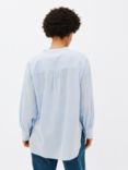 John Lewis ANYDAY Stripe Button Neckline Shirt, Ice Blue