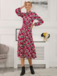 Jolie Moi Abstract Print Midi Dress, Plum