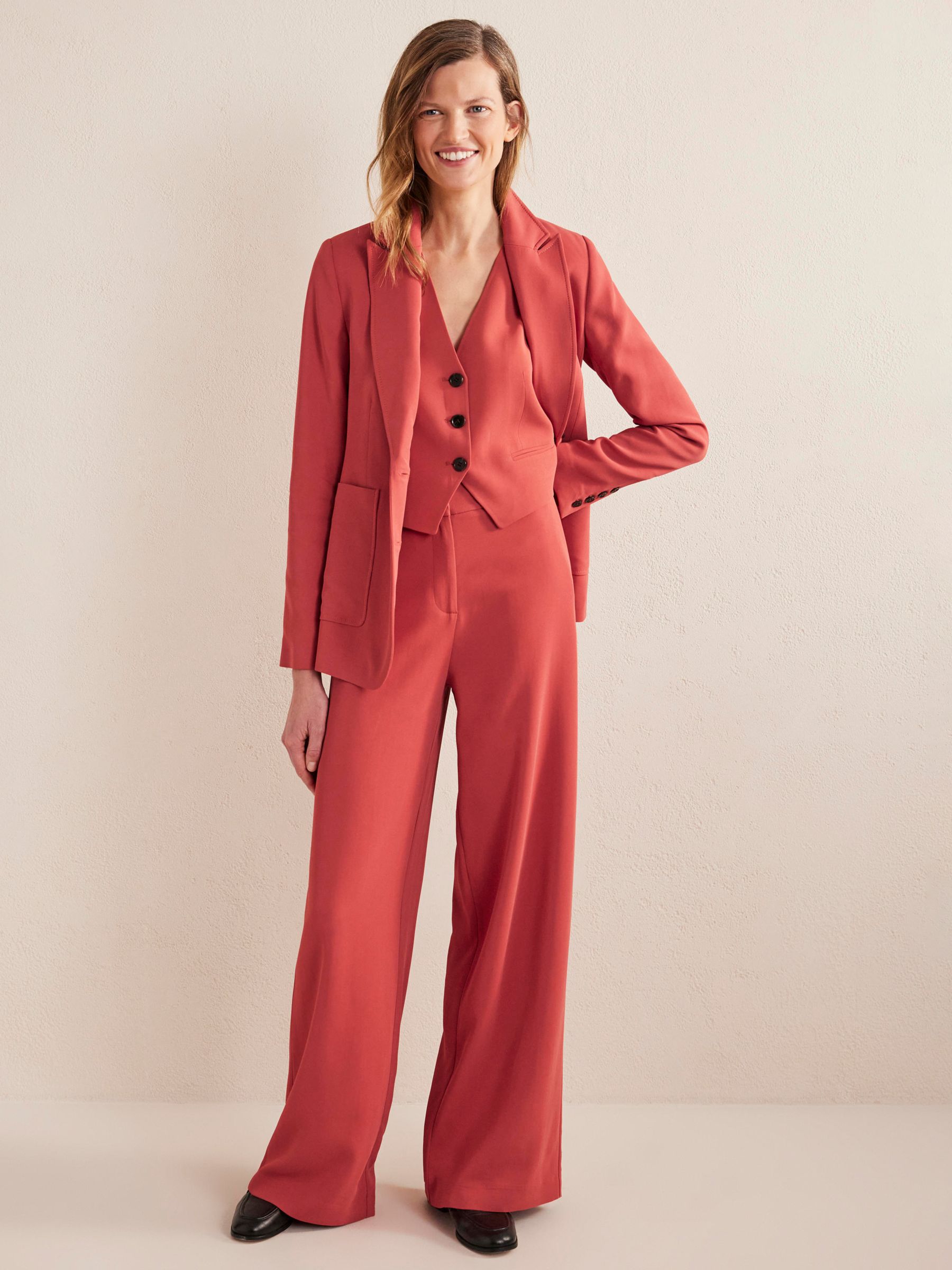 Boden Clean Wide Leg Trousers, Red at John Lewis & Partners