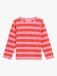 Whistles Kids' Cotton Stripe Long Sleeve Top, Pink