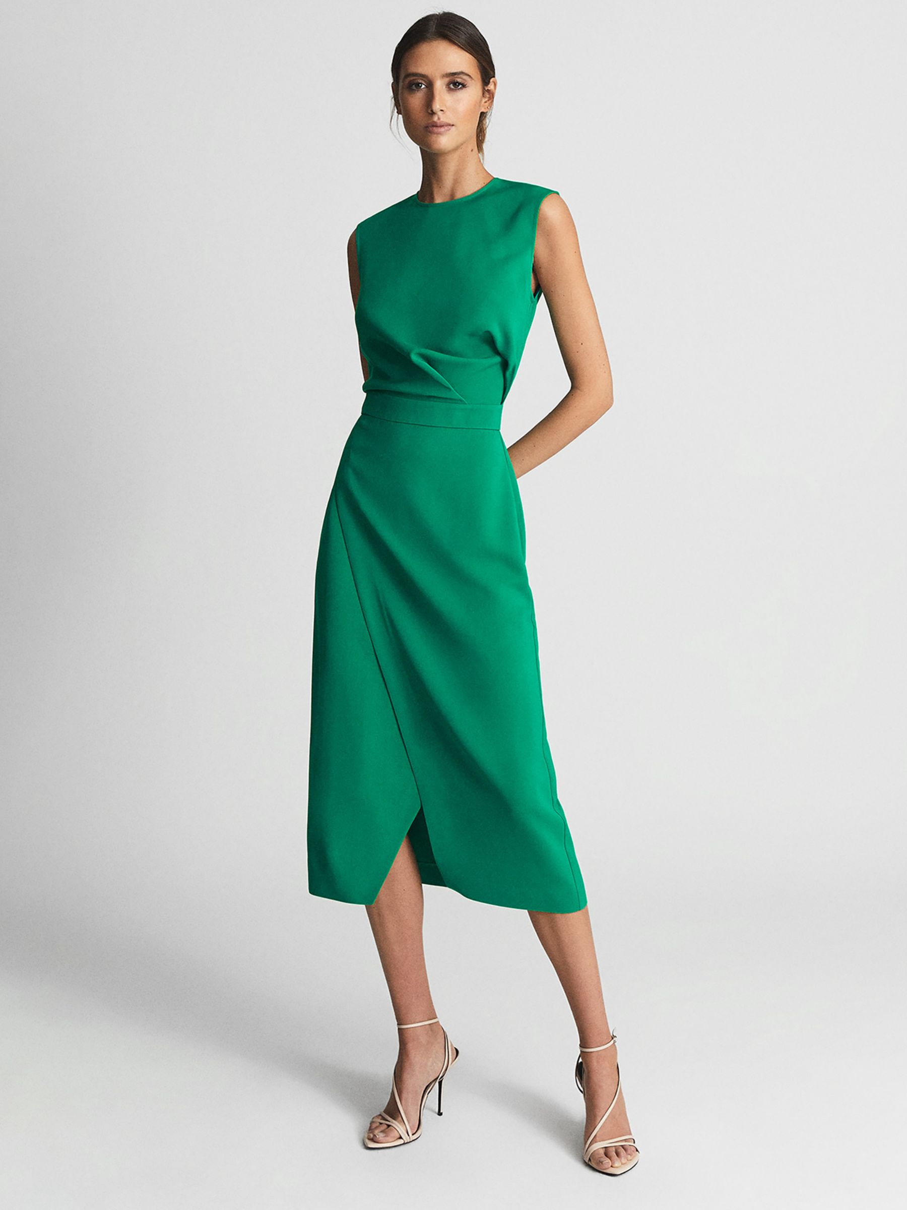 Reiss Layla Sleeveless Dress, Green, 14