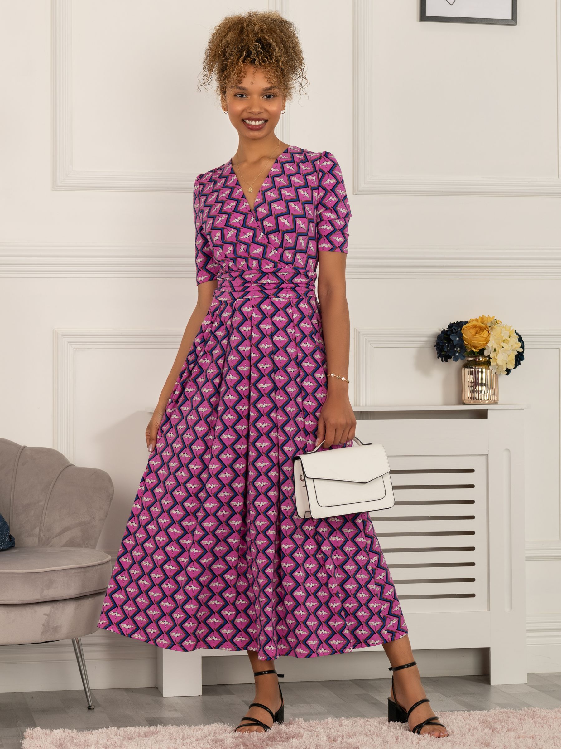 Jolie Moi Katherine Half Sleeve Maxi Dress, Pink/Multi at John Lewis &  Partners