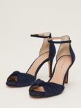 Phase Eight Knot Front High Heel Suede Sandals, Navy