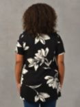 Live Unlimited Curve Floral Print Short Sleeve Top, Black