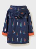 Crew Clothing Kids' Sailboat Print Rubberised Rain Mac, Blue, Blue