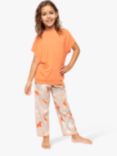 Minijammies Kids' Butterfly Print Pyjama Set, Orange/Taupe