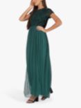 Lace & Beads Picasso Embellished Bodice Maxi Dress, Emerald Green