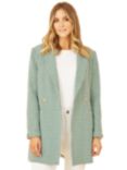 Yumi Check Long Line Blazer, Green, Green