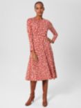 Hobbs Sian Floral Midi Jersey Dress, Sienna/Multi
