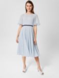 Hobbs Eleanor Polka Dot Print Midi Dress, Pale Blue/Navy