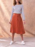 Celtic & Co. Linen Button Through Midi Skirt, Burnt Sienna