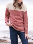 Celtic & Co. Felted Finish Funnel Neck Striped Wool Jumper, Oatmeal/Anemone