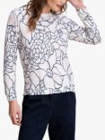 Celtic & Co. Linen Cotton Blend Long Sleeve Floral Top, Chalk