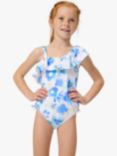 Angel & Rocket Kids' Ruffle Shoulder Floral Swimsuit, Blue