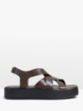 HUSH Hudson Leather Platform Heel Gladiator Sandals, Dark Brown