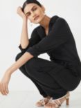 HUSH Portia Jersey Shirt Jumpsuit, Washed Black