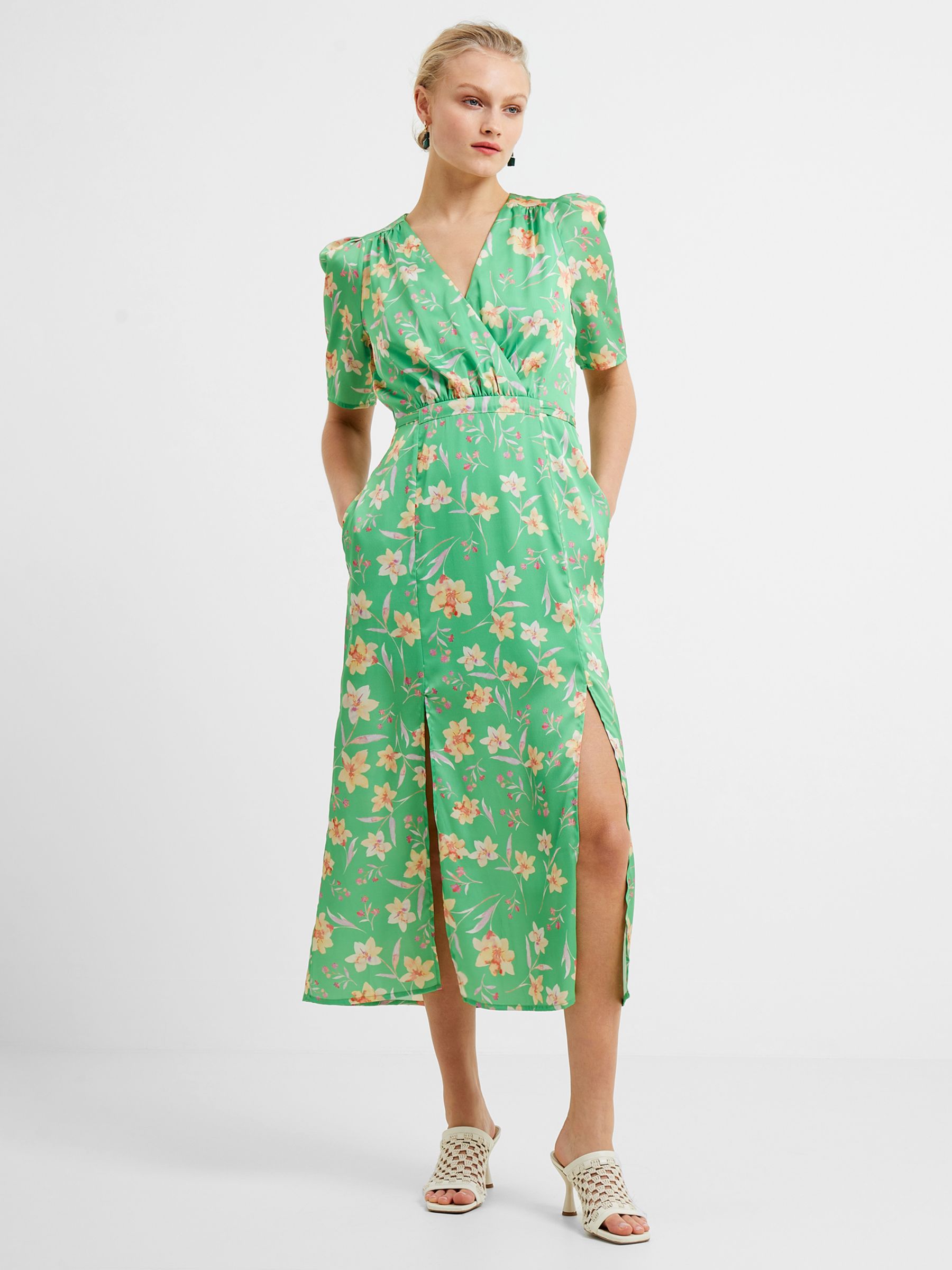 French Connection Camile Wrap Dress, Green/Multi