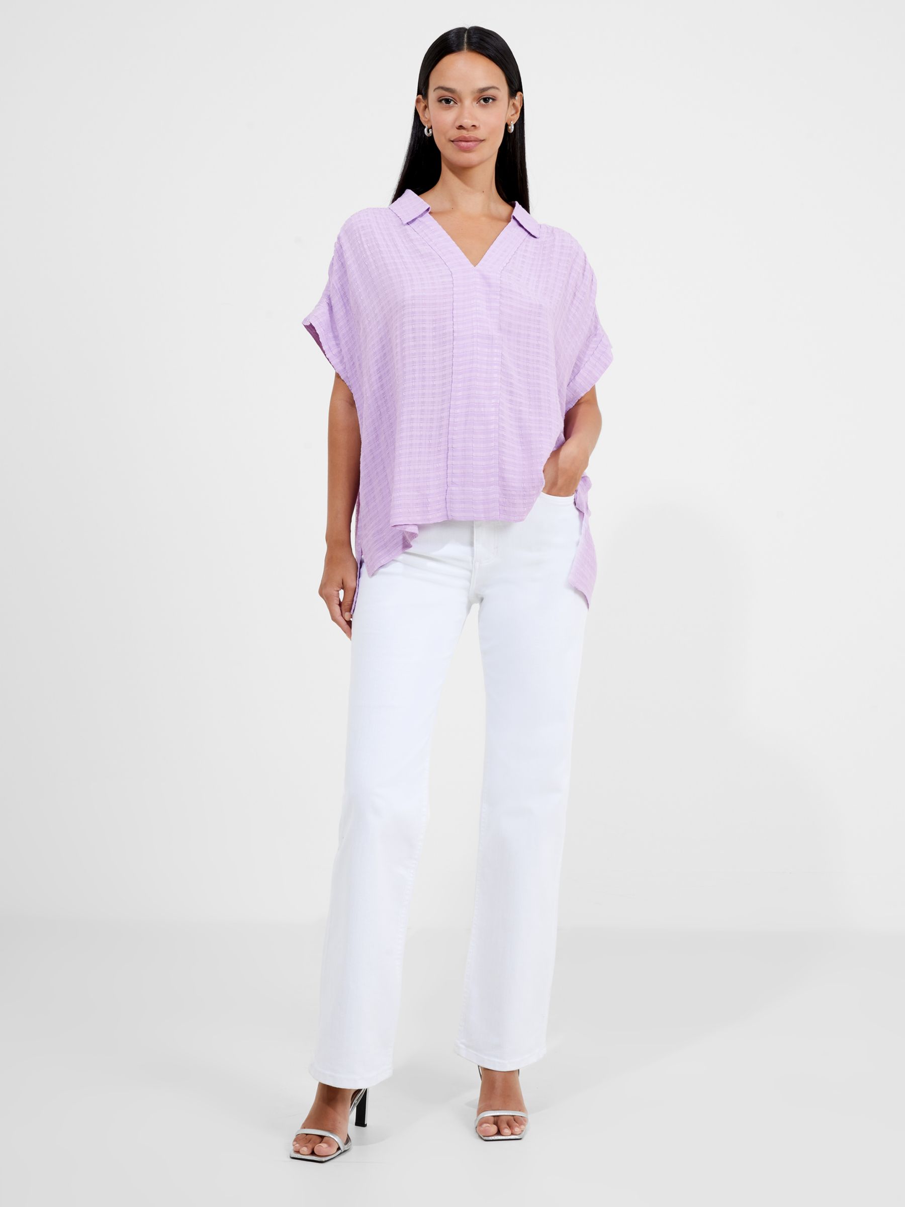 French Connection Birch Popover Shirt, Sheer Lilac