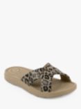 totes SOLBOUNCE Cross Strap Slider Sandals, Natural Leopard