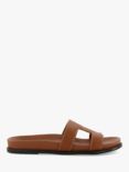 Dune Loupa Topstitch Detail Flat Slider Sandals, Tan-leather
