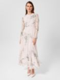 Hobbs Rosabelle Silk Floral Dress, Pale Pink